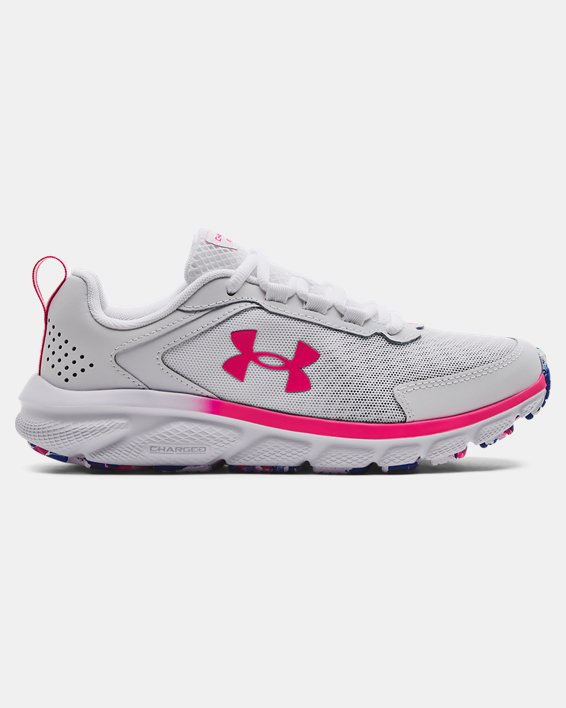 Women's UA Charged Assert 9 Marble Running Shoes, White, pdpMainDesktop image number 0